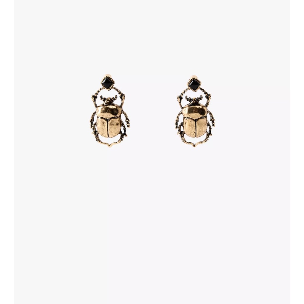 NWT Zara Gold and Black Insect Earrings